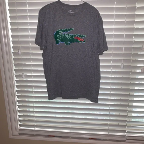 Lacoste Heather Gray Tee with Signature Logo, sz 5 - Picture 2 of 5